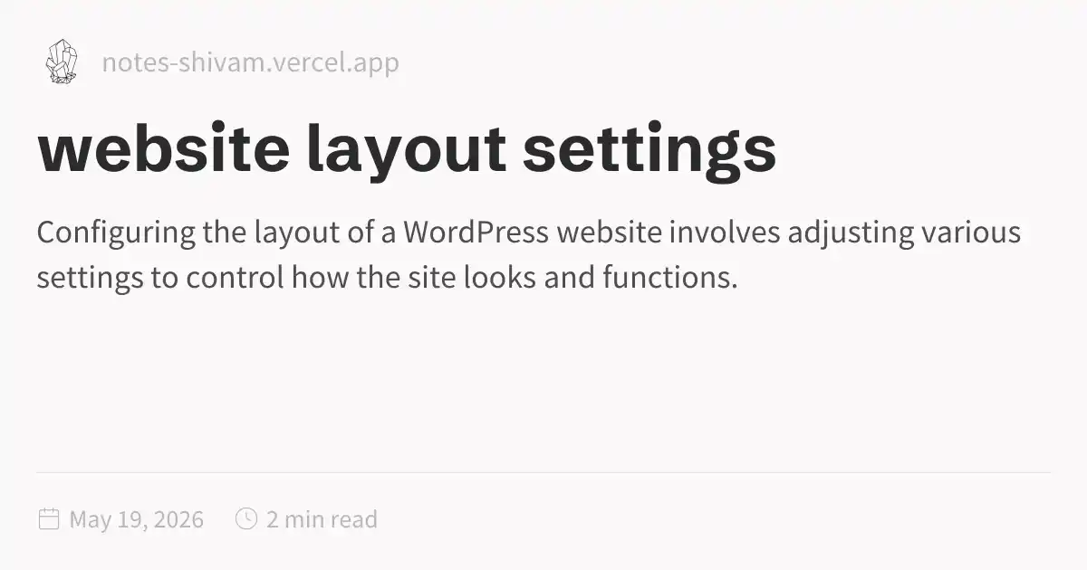 website layout settings