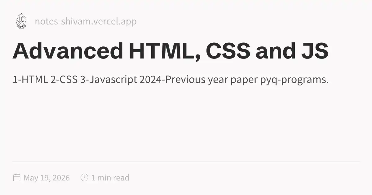 Advanced HTML, CSS and JS