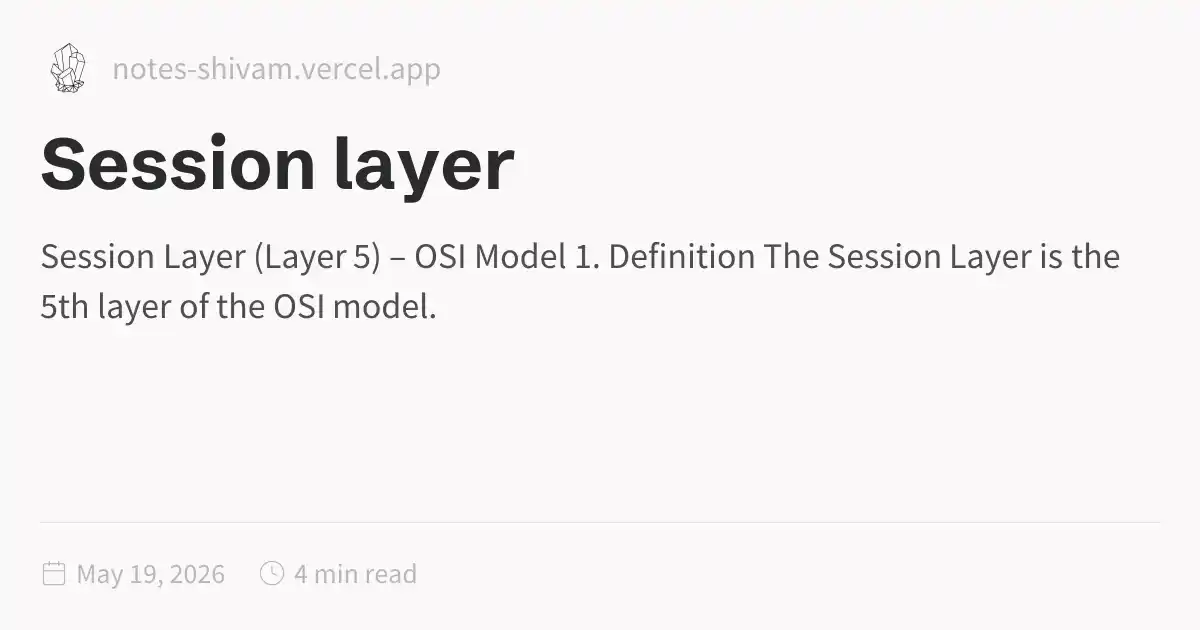 Of Session Session layer